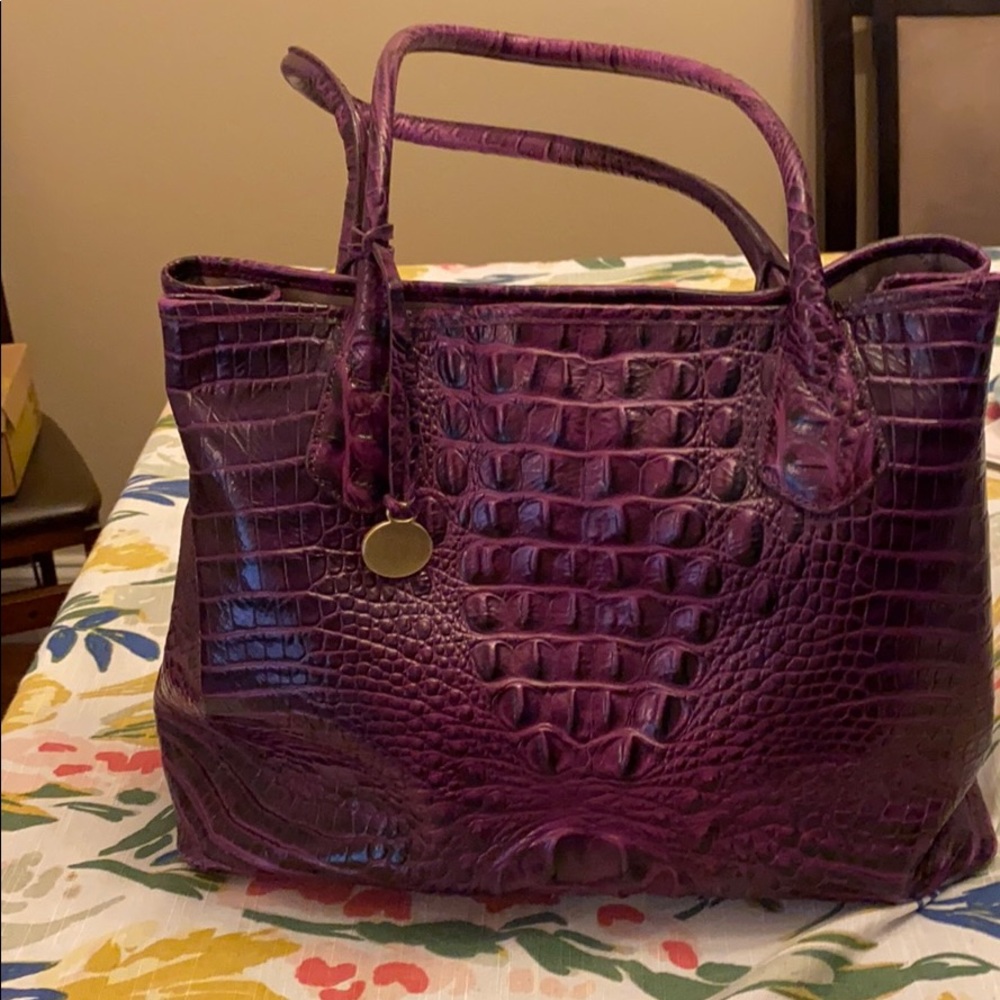Brahmin Purple Faux Crocodile Handbag
